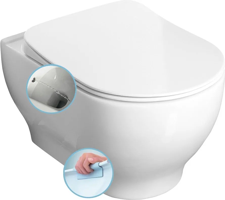 SAPHO - GARCIA závesné WC rimless 36,5x52,5cm s bidetovou sprškou (100512)