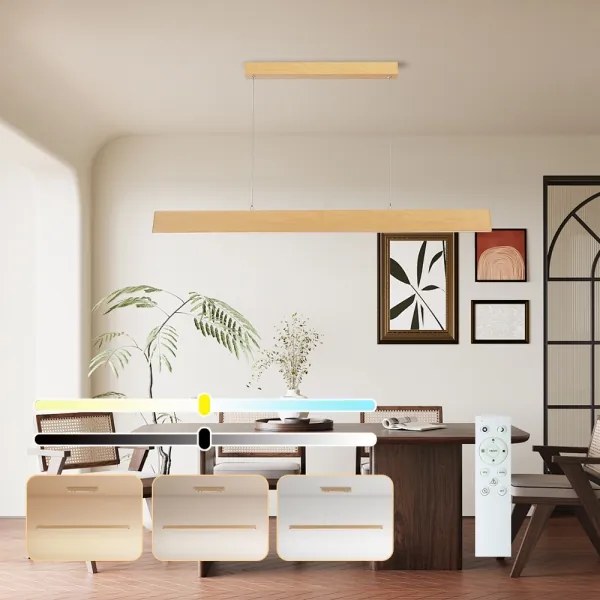 Brilagi - stmievateľný LED luster na lanku SLIMLINE LED/40W/230V 3000-6000K dubový dekor + diaľkové ovládanie