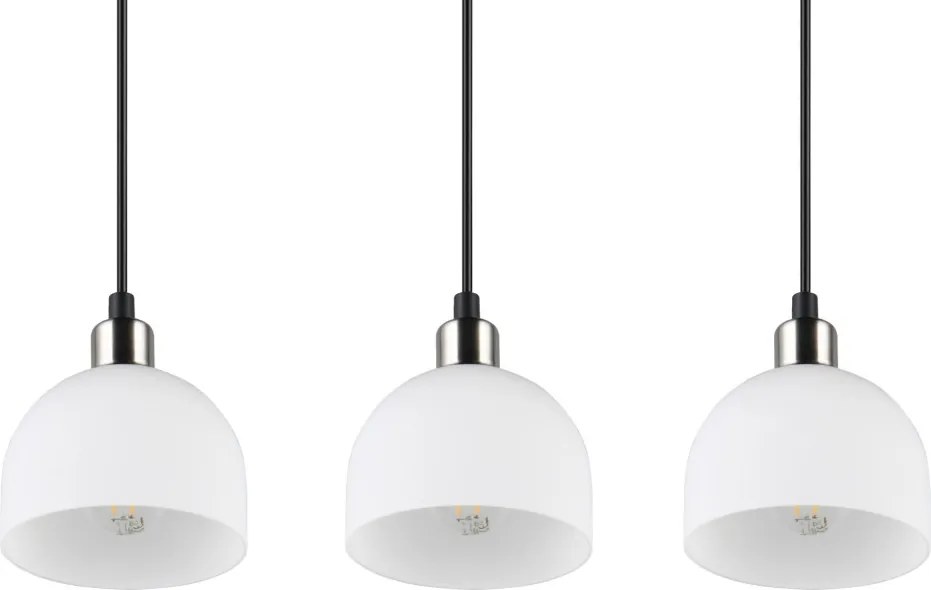 Závesné stropné osvetlenie Molly, matný nikel/biele sklo