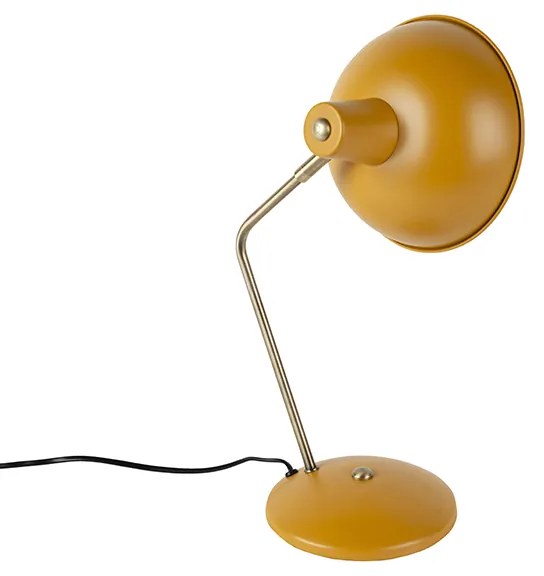 Retro stolná lampa žltá s bronzom - Milou