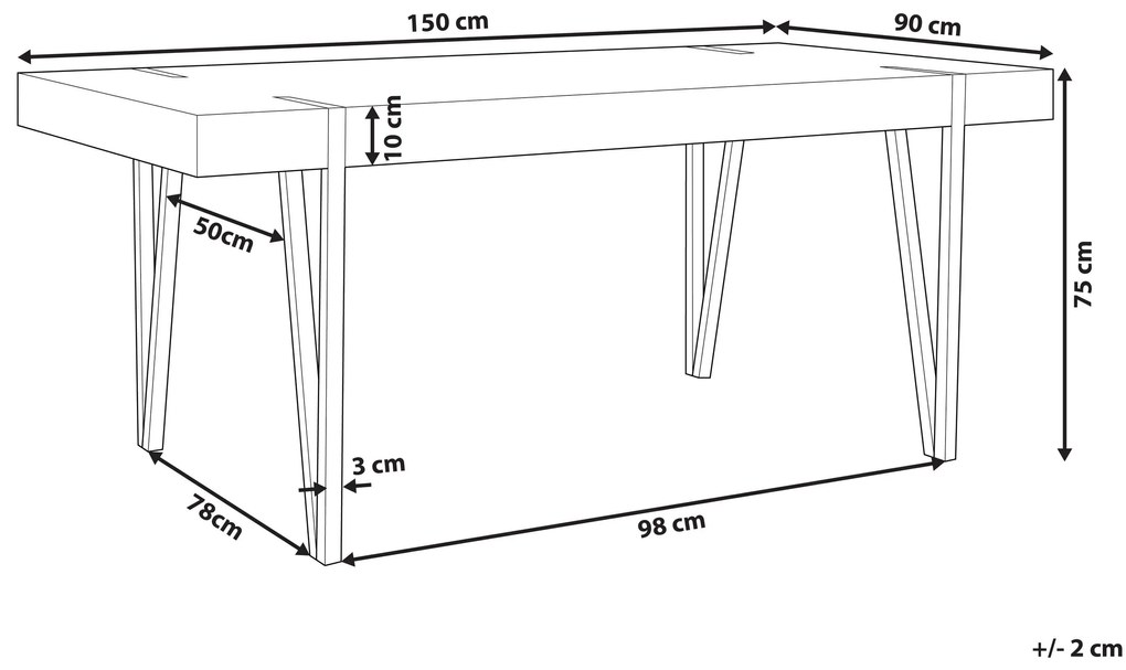 Jedálenský stôl 150 x 90 cm tmavé drevo/čierna ADENA Beliani