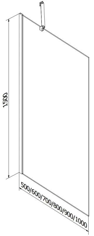 Mexen Next, 1-krídlová vaňová zástena 80 x 150 cm, 6mm číre sklo - čierny vzor, zlatá matná, 895-080-000-00-77-55