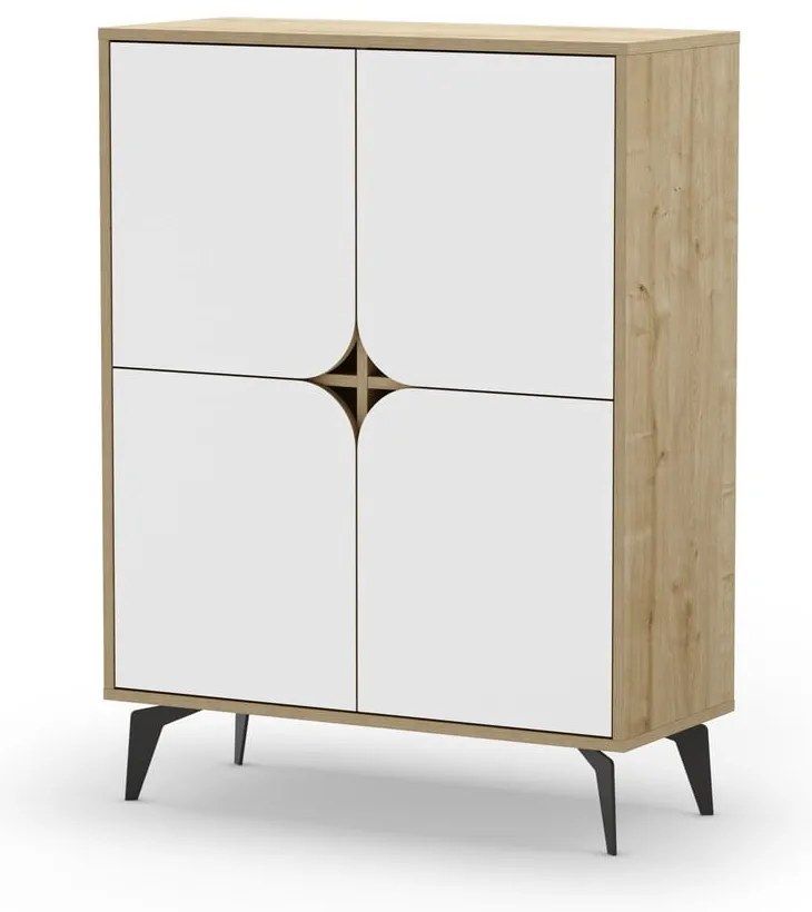 Skrinka v dekore duba v bielo-prírodnej farbe 90x120 cm Nola – Marckeric