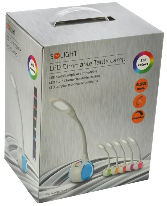 Solight LED stolná stmievateľná lampa s RGB podsvietením, 6,5 W, denné biele svetlo, biela