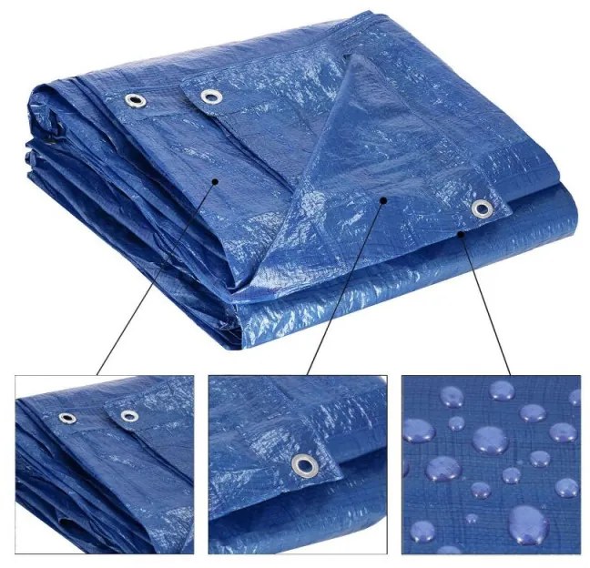 SPRINGOS Krycia plachta s okami 4x5 m, 60g PE, modrá SPRINGOS PROTECT