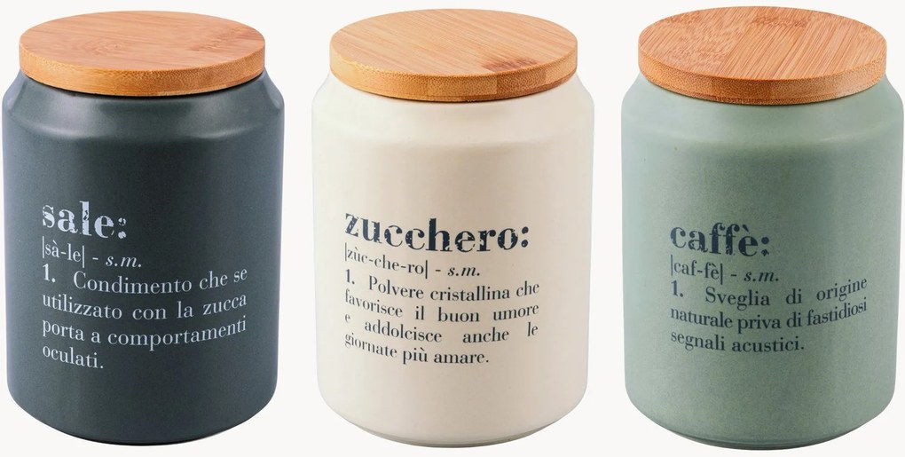Keramické úložné dózy's dreveným vekom Victionary, 3 ks