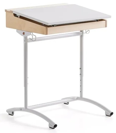 Školská lavica ACCESS, 650x550 mm, výškovo nastaviteľná, HPL, biela/biela