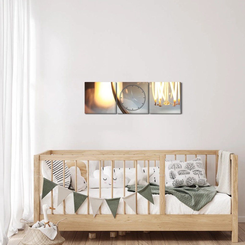 Obraz svietiacej žiarovky (s hodinami) (90x30 cm)