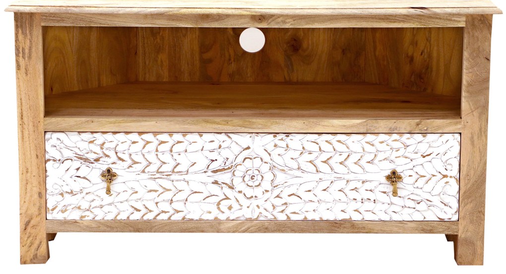 furniture-nabytek.cz - Rohový stolík pod tv z masívneho dreva mango 110x60x50