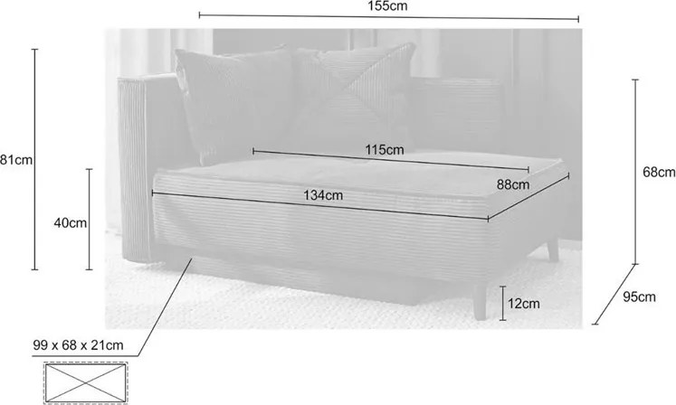Rozkladacia pohovka Rex, tmavo šedá štruktúrovaná látka