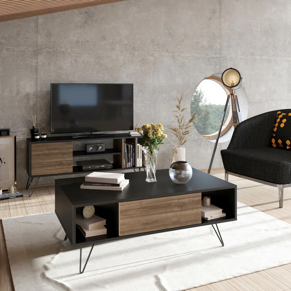 Konferenčný stolík Mistico Black and Walnut