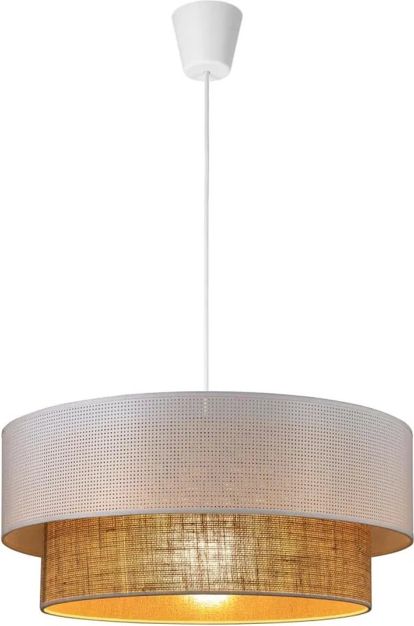 Závesný luster BORHO na lanku 1xE27/60W/230V pr. 50 cm biela/juta
