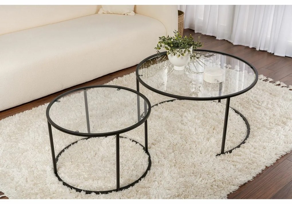 Súprava konferenčných stolíkov Aurum Black 80 cm, 2 ks