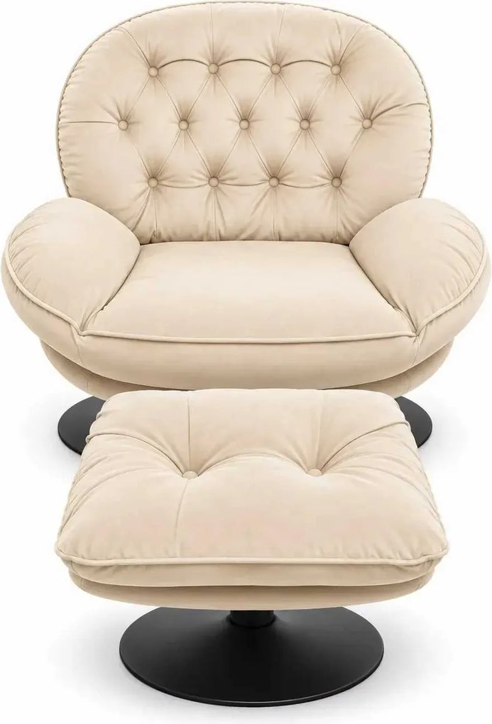 LuxuryForm DESIGN Otočné kreslo LUNA s podnožkou - krémové