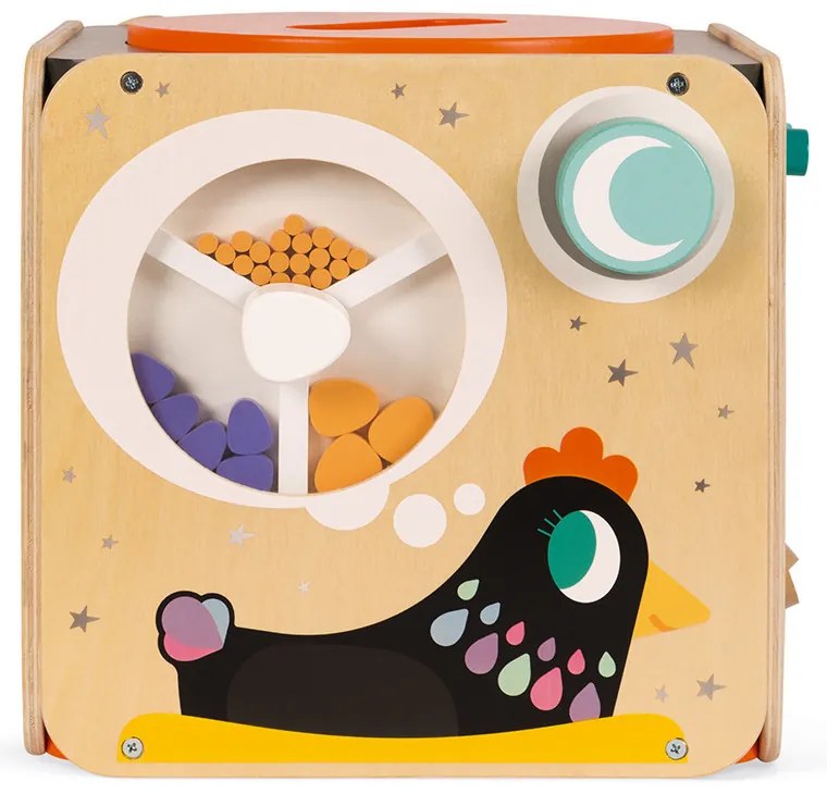 Drevená didaktická kocka s motorickým labyrintom