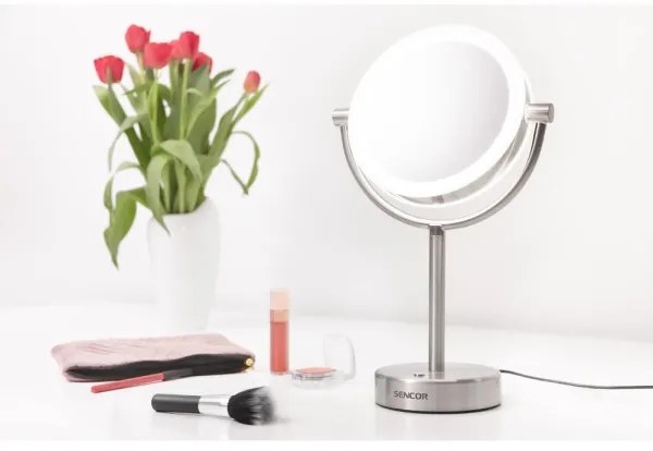 Sencor - Kozmetické zrkadielko s LED podsvietením LED/5W/230V nerez