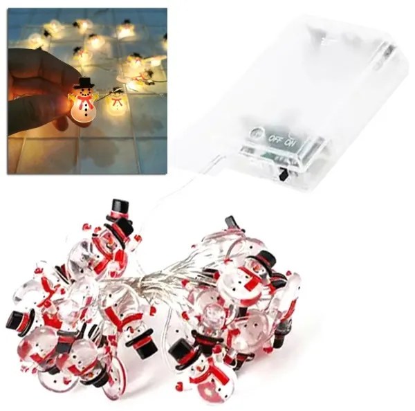 Vianočná 20 LED girlanda Snehuliaci 2m