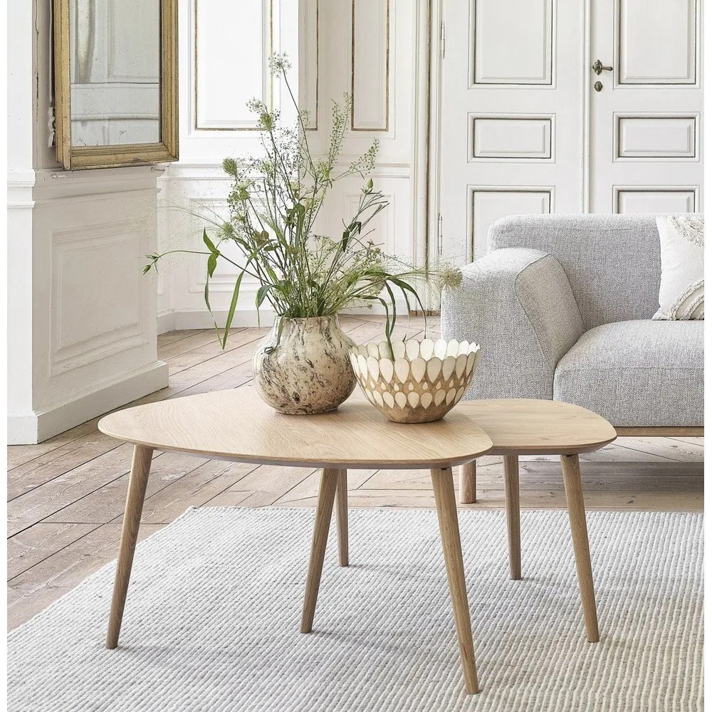 Konferenčné stolíky v súprave 2 ks v dekore duba v prírodnej farbe 70x100 cm Adda – Unique Furniture