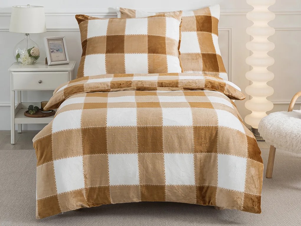 XPOSE® Mikroplyšové  obliečky KÁRO  Exclusive - béžové