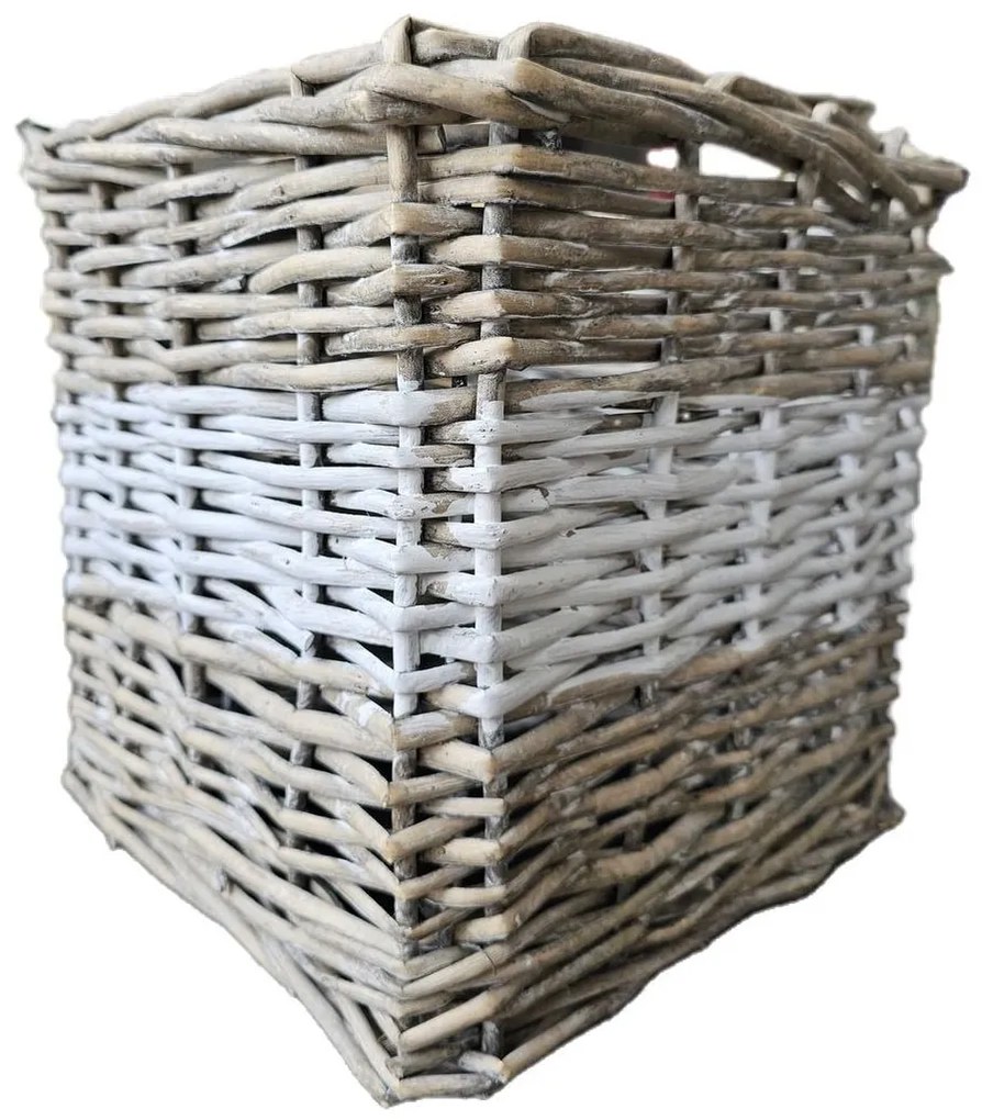 Hnedé antik hranaté ratanové tienidlo - 25*25*25 cm / E27