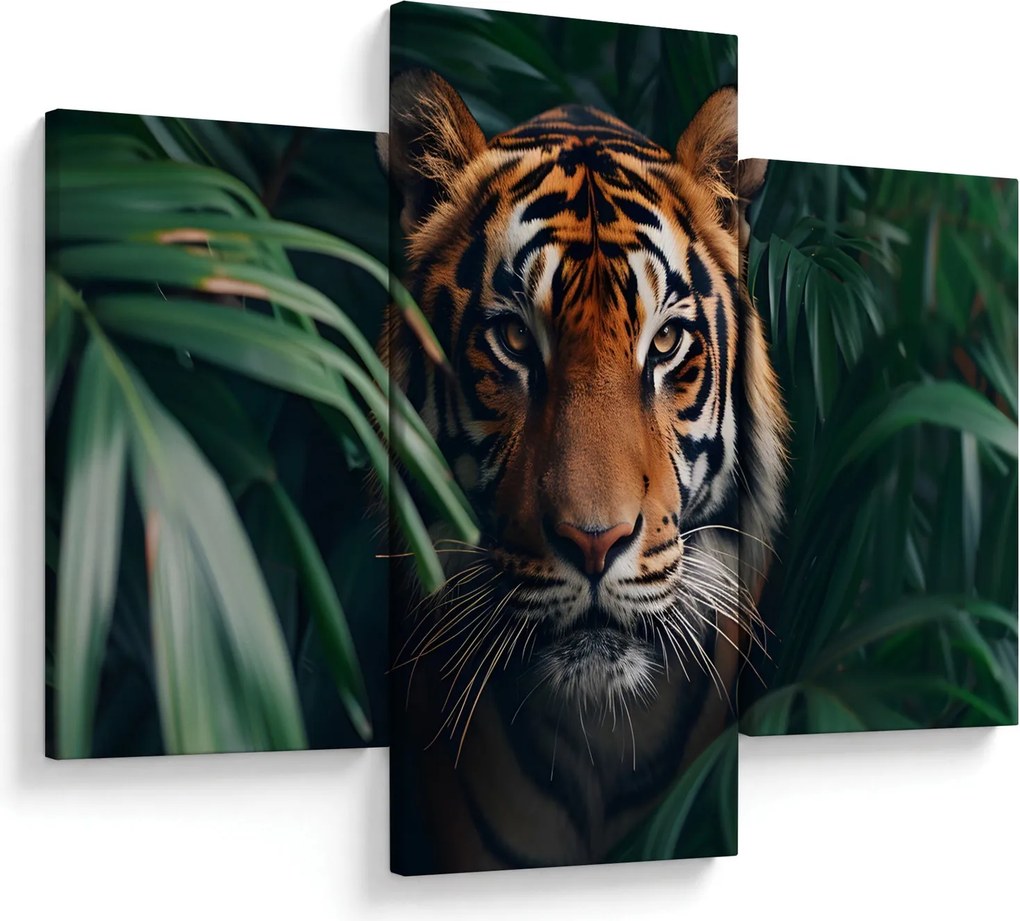 Obraz - Portrét tigra v džungli (90x60 cm)
