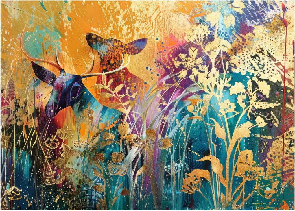 Sklenený obraz - Abstraktná maľba prírody (70x50 cm)