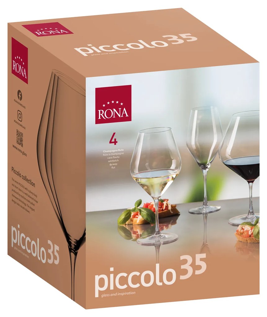 RONA 4x Pohár na víno a sekt PICCOLO 350ml