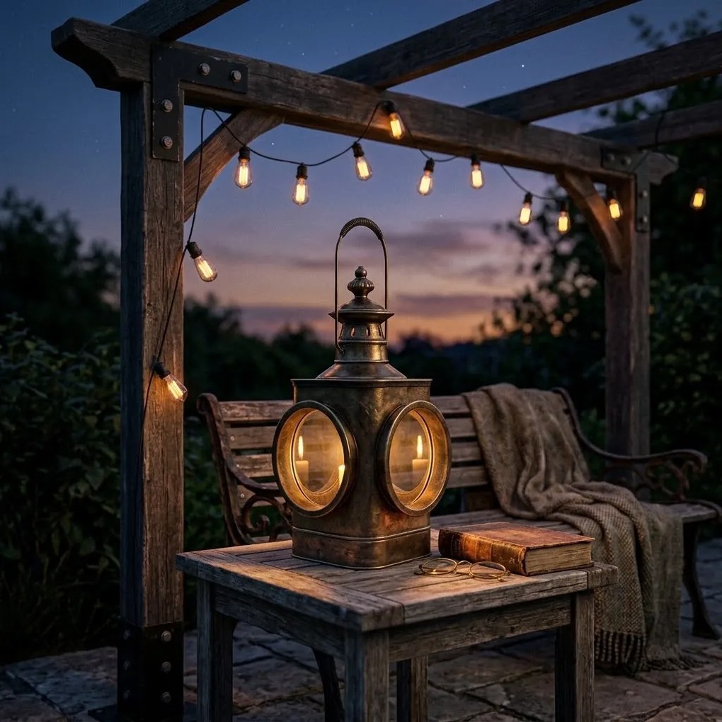 Lantern 23x23x48 Cm Brown Metal - 23*23*48 cm