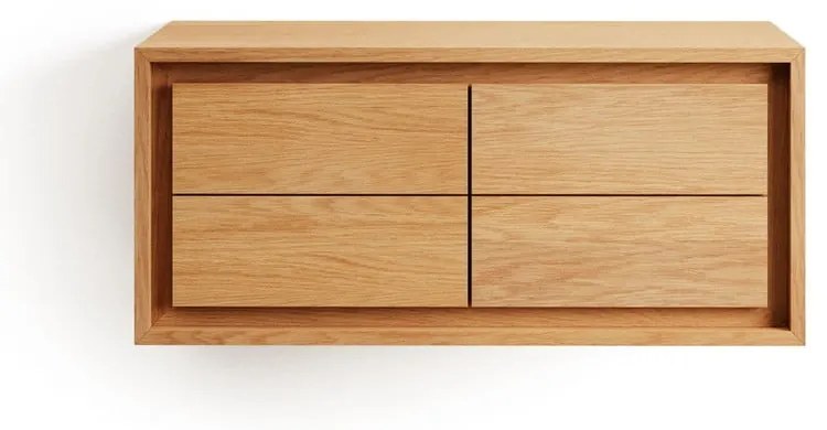 Nízka závesná skrinka pod umývadlo z teakového dreva v prírodnej farbe 90x40 cm Kenta – Kave Home