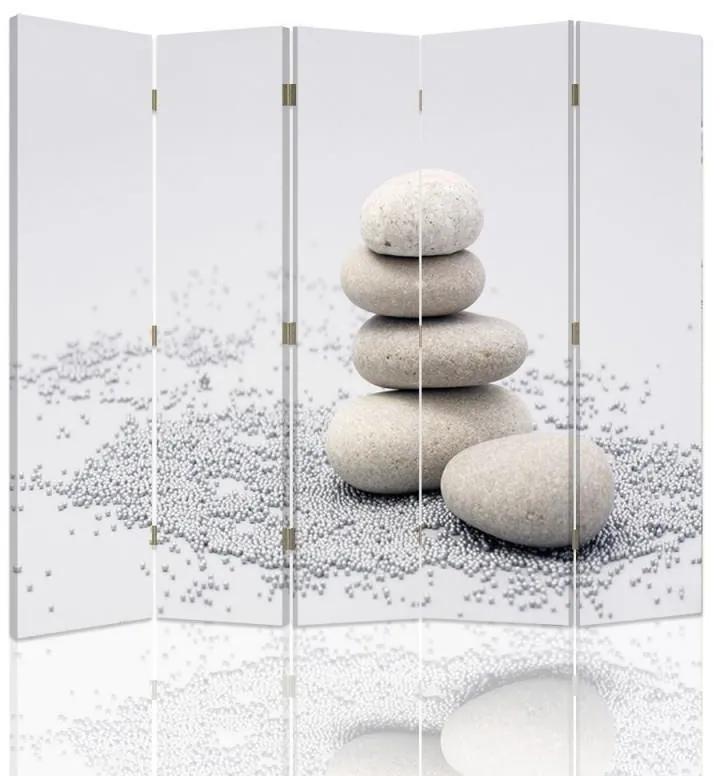 Ozdobný paraván, Klid kamenů - 180x170 cm, päťdielny, obojstranný paraván 360°