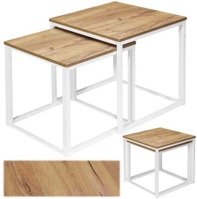 Sada 2 konferenčných stolíkov PRAVEN Craft biely