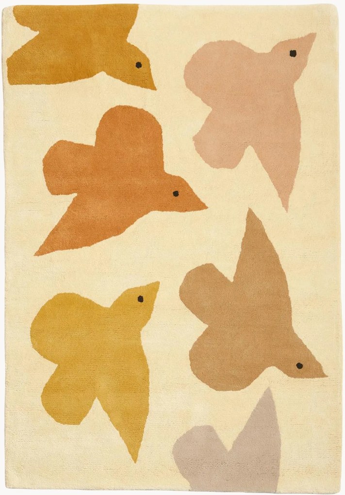 Ručne všívaný detský koberec Birds Ochre, rôzne veľkosti