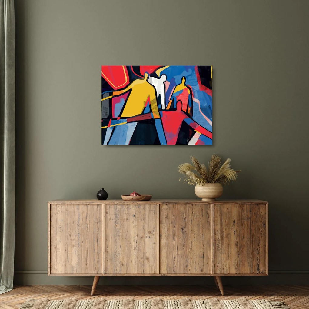 Sklenený obraz - Abstrakcia mužov (70x50 cm)