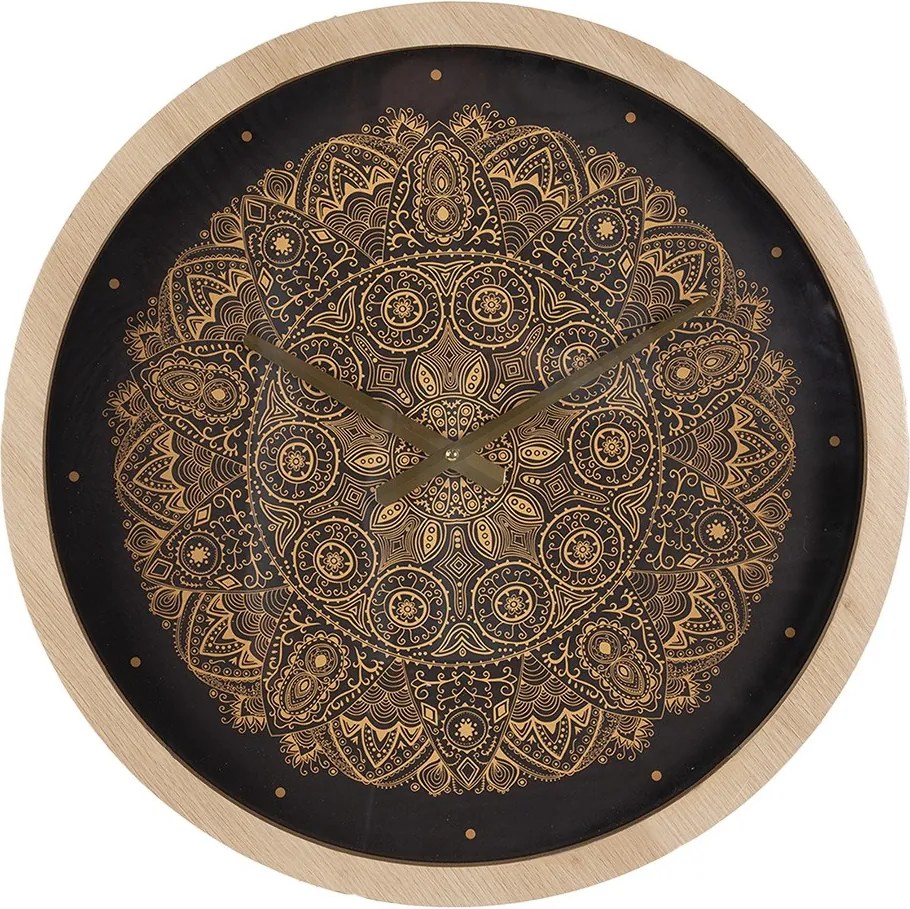 Čiernohnedé antik nástenné hodiny s ornamentmi - Ø 50*6 cm / 1*AA