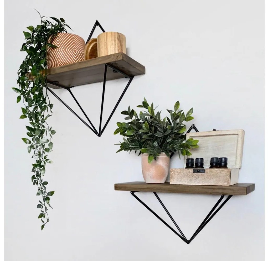 SADA 2x Nástenná polica smrek hnedá