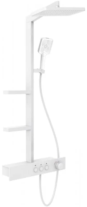Mexen Saxx, sprchová sada s ručnou a dažďovou hlavicou, biela, 78102-20