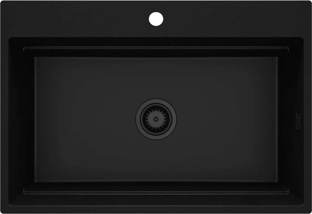 Deante Magnetic, 1-komorový granitový drez 760x520x220mm, čierna matná, DEA-ZRM_N10B