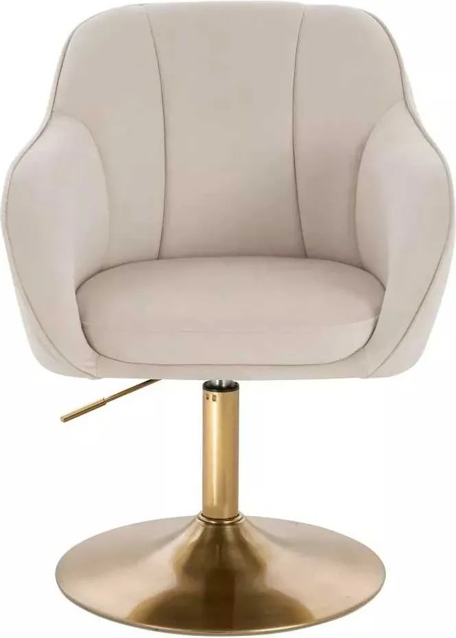 LuxuryForm DESIGN Stolička AVOLA VELUR na zlatom tanieri - krémová