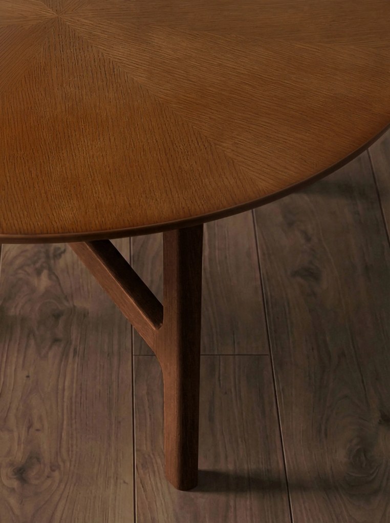 Mazzoni BELLUNO Prírodný orech (tmavohnedá) - DREVENÝ KONFERENČNÝ STOLÍK Ø65 cm OKRÚHLY MODERN CLASSIC