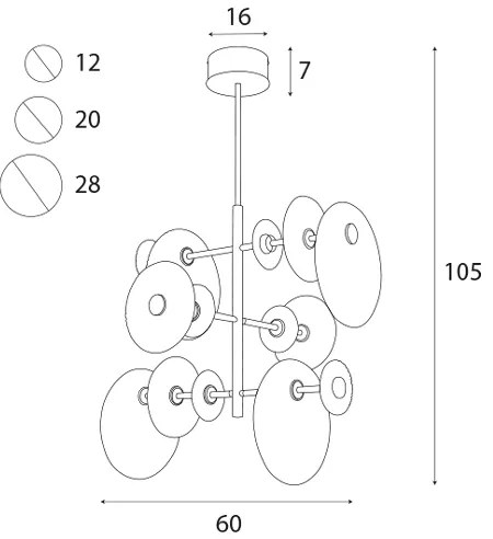 MAXLIGHT P0541 - LED Luster na tyči ALLURE 14xLED/5W/230V pr. 60 cm zlatá