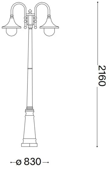 Ideal Lux - Vonkajšia lampa CIMA 2xE27/52W/230V 216 cm IP43 hnedá