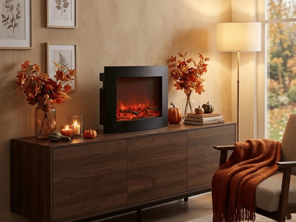 LED dekorácia moderný krb COZY WARM 40x50 cm, čierny