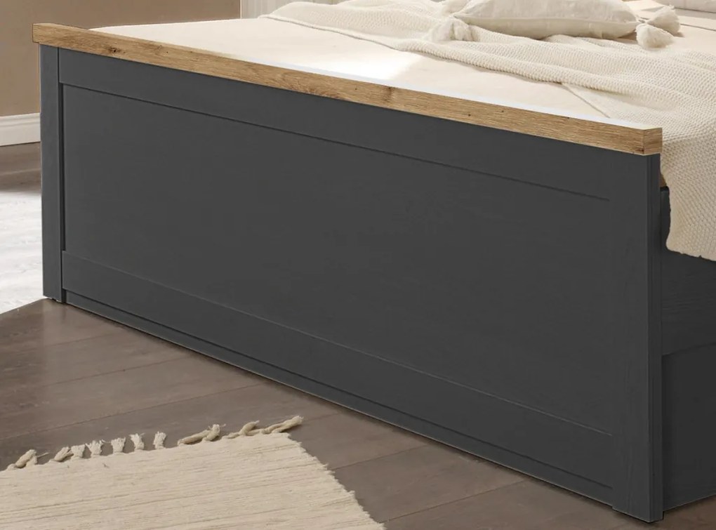 Posteľ s nočnými stolíkmi Locarno 180x200 cm, grafit/dub artisan