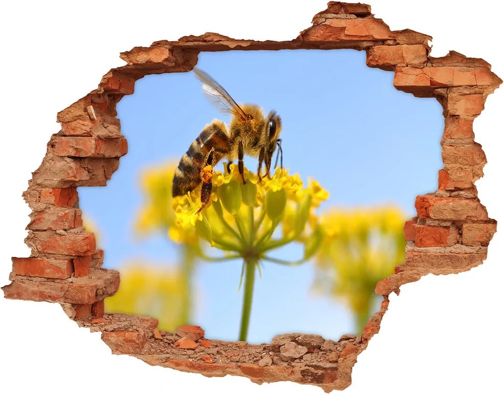 Samolepiaca diera Včela na kvetine WallHole-cegla-90x70-83831573