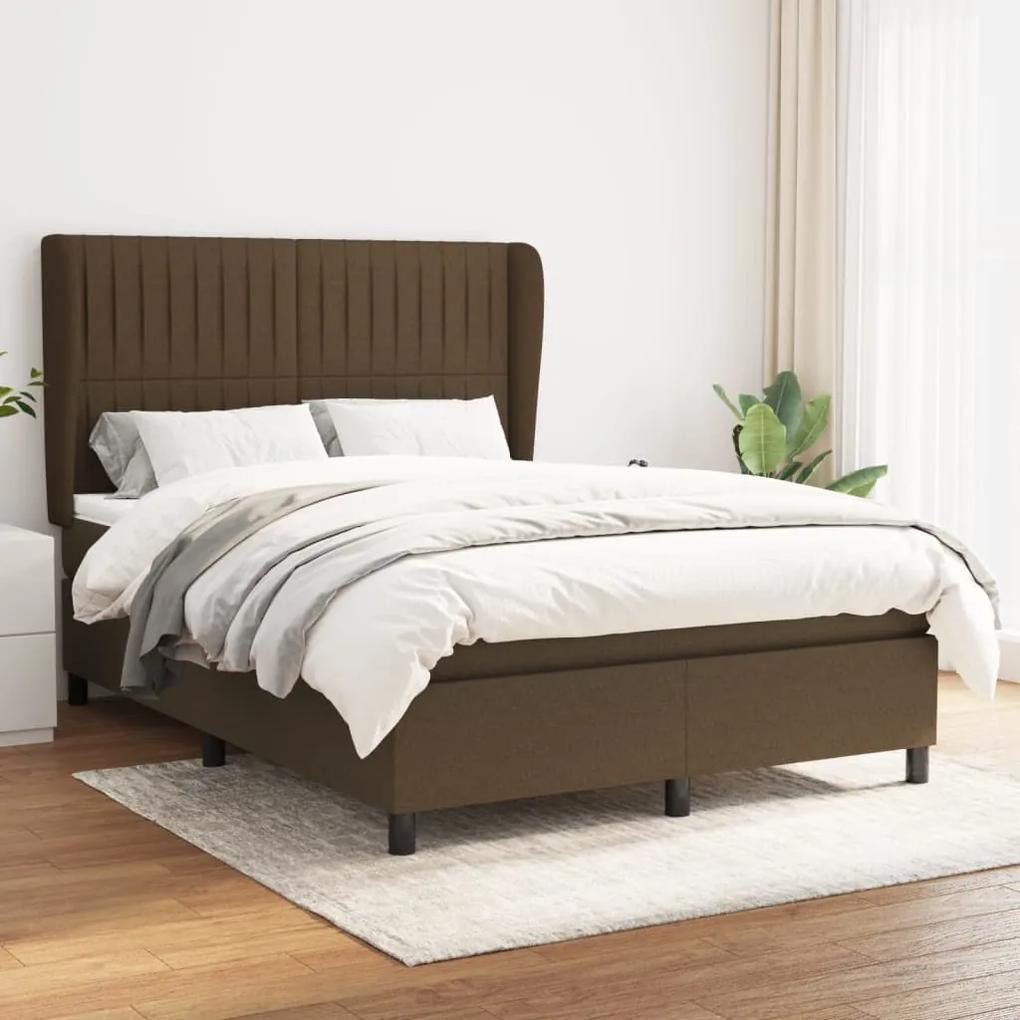 Boxspring posteľ s matracom tmavohnedá 140x190 cm látka 3128120