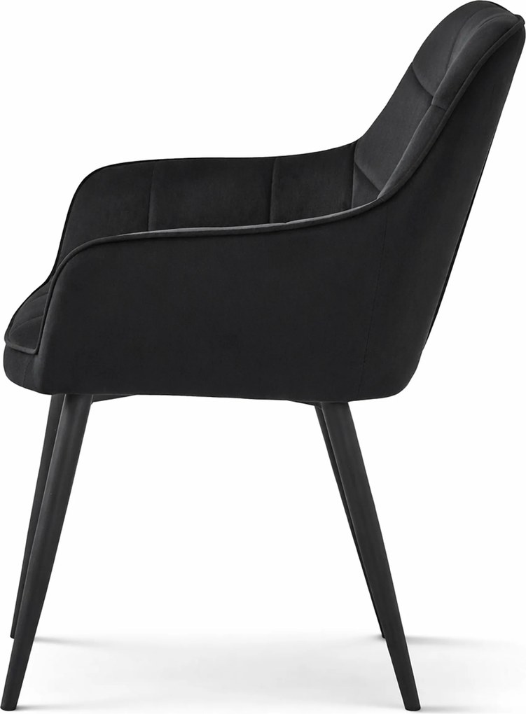 Jedálenské kreslo VARSI VELVET s čiernymi nohami, čierne