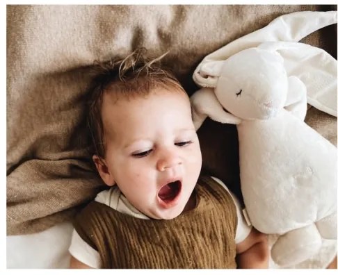 Moonie - Uspávačik s melódiou a svetlom zajačik cream