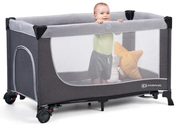 KINDERKRAFT SELECT - Cestovná postieľka LEODY šedá