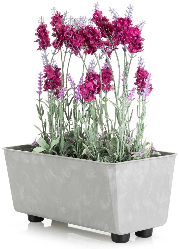PLASTOVÝ KVETINÁČ SALVIA 28,5X17 CM IMITÁCIA BETÓNU SIVÁ