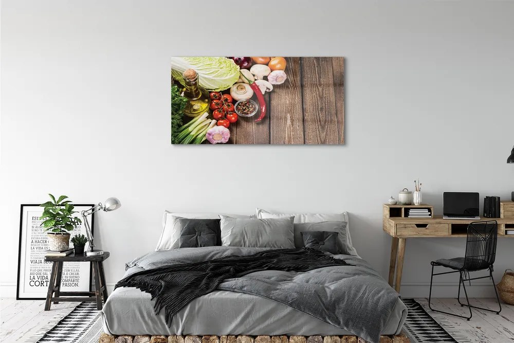 Obraz plexi Olivový korenie cibuľa cesnak 125x50 cm